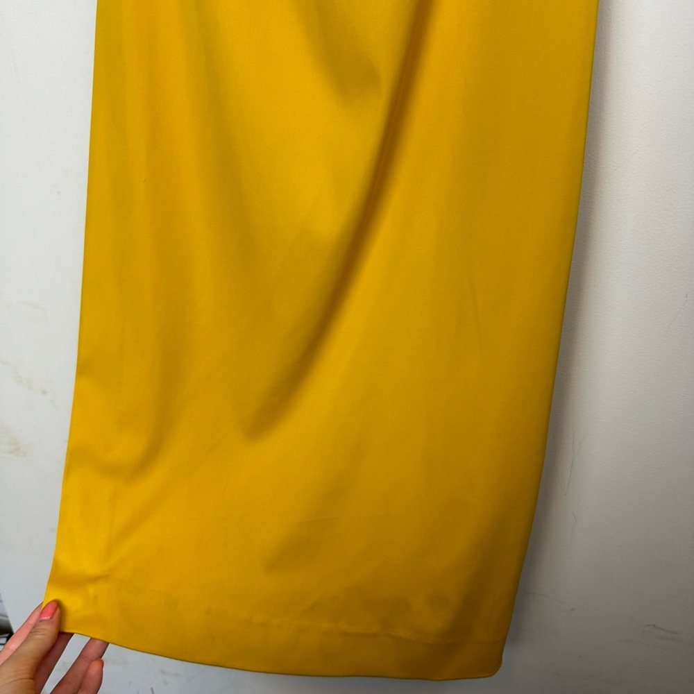 NWT ZARA Strapless Maxi Dress Sz Small Golden Yellow Side Pleats Ruched - Picture 16 of 16